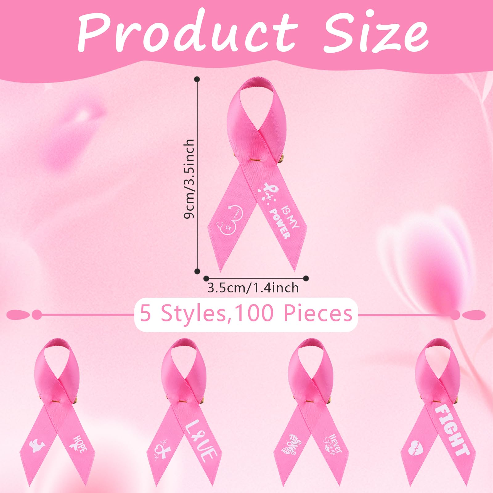 HTOOQ Épingles Ruban Rose Pour Sensibilisation Au Cancer Du Sein, Broche, Boutons Pour Reconnaissance Charité, Événement Public, Collecte De Fonds, Campagne De Survie