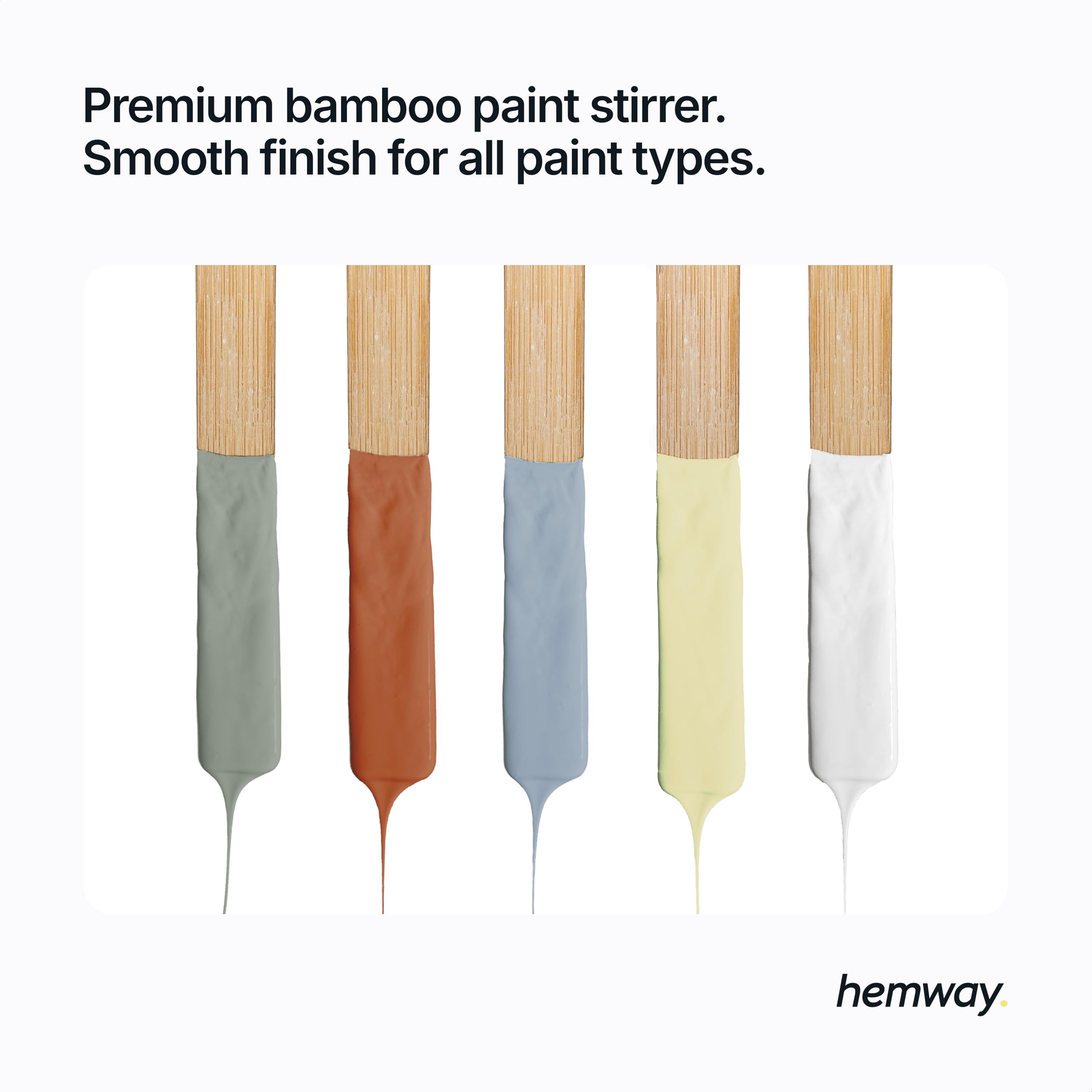Hemway Mélangeur de peinture en bambou 28 cm x 2,5 cm | Mélange de vernis liquide | Bâton de mélange réutilisable et respectueux de l'environnement