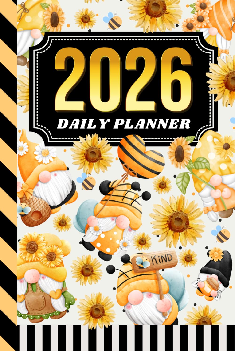 Organiseur Daté 2026 Agenda Journalier avec Planificateur Horaire Couverture Rigide Motif Tournesol