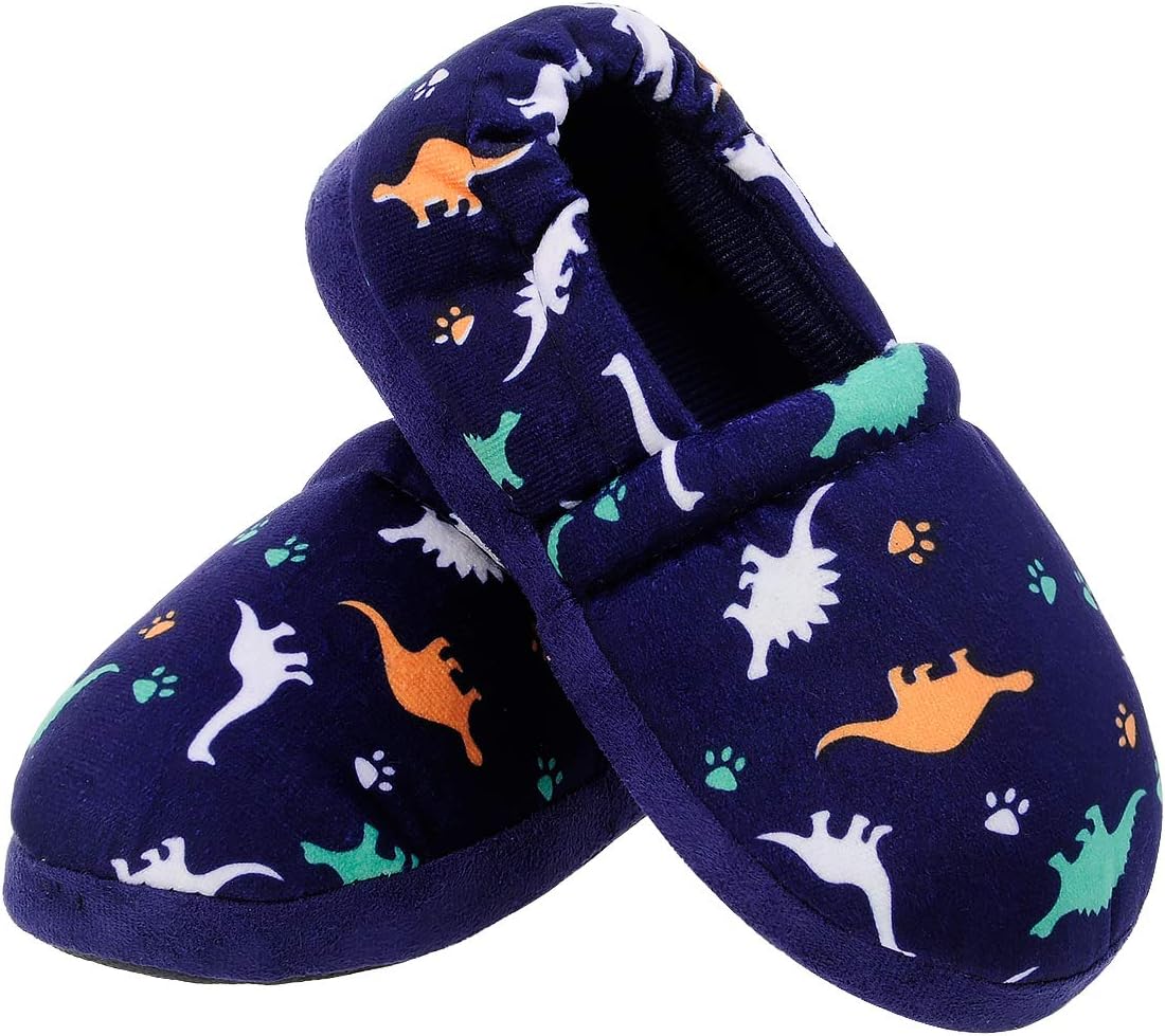 Boys Slippers Toddler House Slippers Anti Slip Dinosaur Home Shoes for Little Big Kids