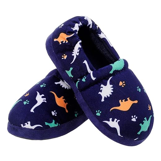 MIXIN Boys Slippers Indoor House Slippers Bedroom Dinosaur Soft Warm Boys House Shoes with Memory Foam