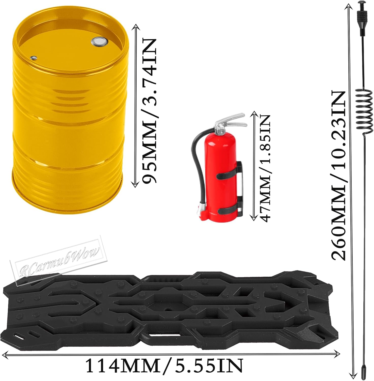 RC Crawler Accessories Roof Simulation Decoration for 1/10 Trx4 Trx6 SCX10 Red cat,Luggage Bag/Fire Extinguisher/Oil Drum/Recovery Board/Toolbox/Fuel Tanks/Antennas,Style C