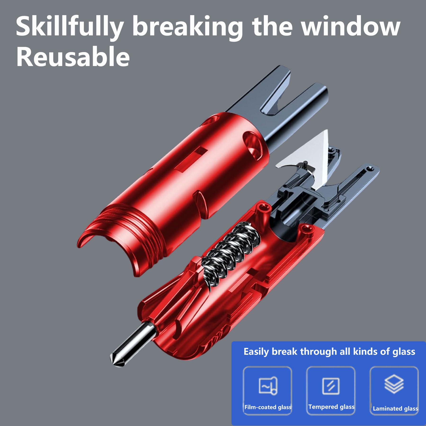 2Pack Car Window Breaker and Seatbelt Cutter,Auto Rescue Tool,Safe Hammer Car Window Breaker for Land and Underwater,Car Emergency Hammer,Emergency Car Kit - 4