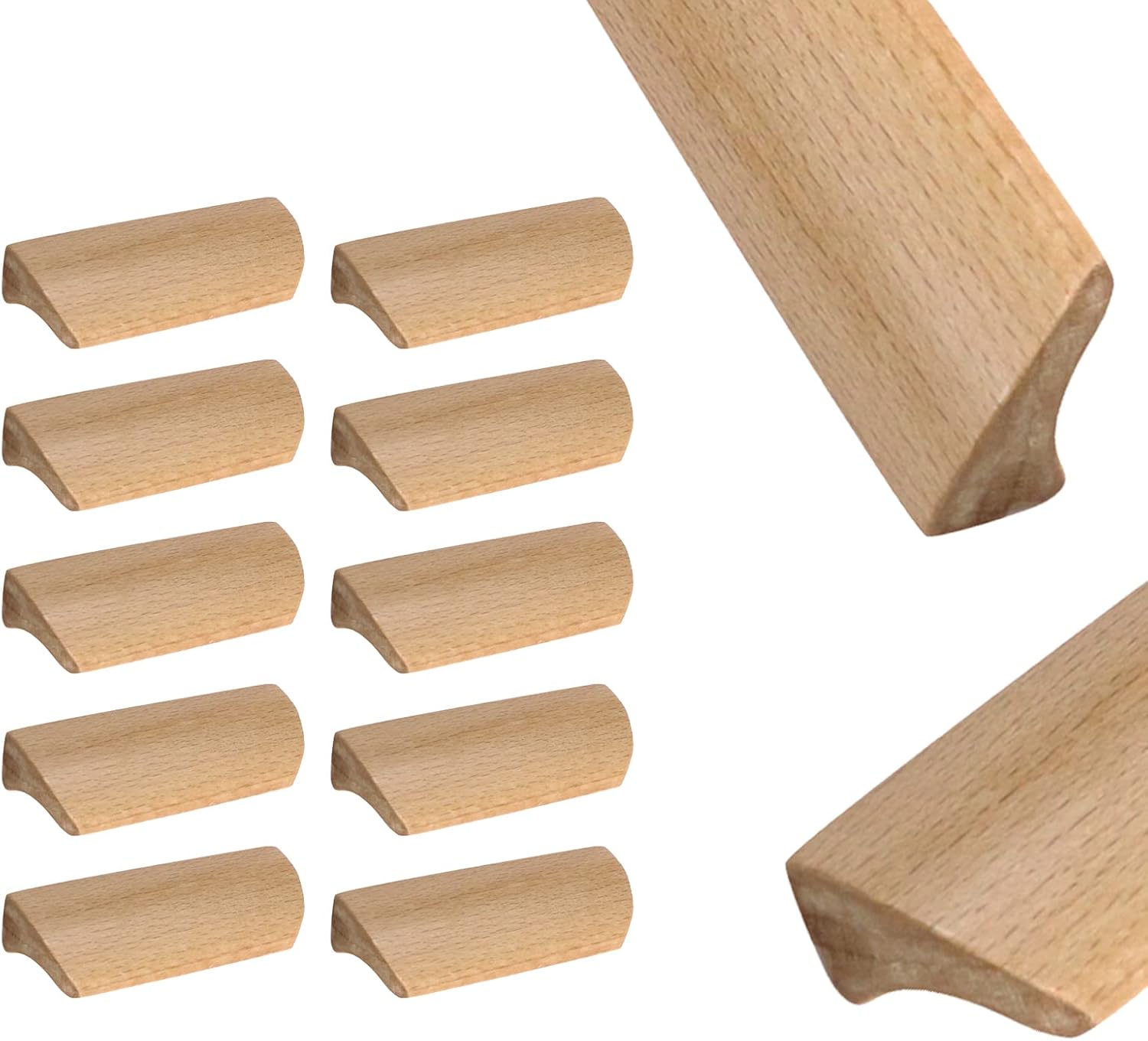 6Pcs 4.84" Wood Solid Furniture Pulls Handles, Painted Smoothly Wooden Handles Cupboard Closet Drawer Handle Pull,Hole Dis.3.78"
