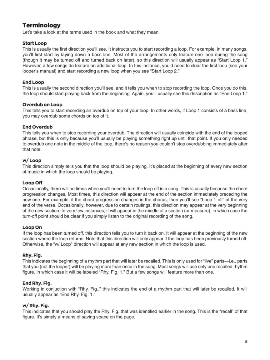 Looper Pedal Songbook: 50 Hits Arranged for Guitar With Riffs, Chords, Lyrics & More