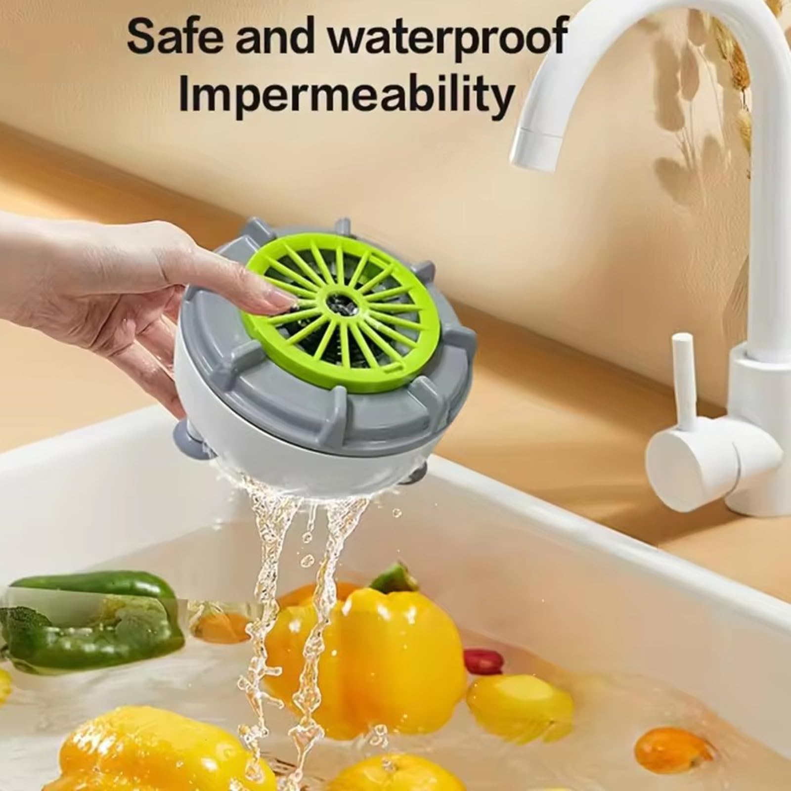 2026 Update Efficient Portable Fruit and Vegetable Washer, Rechargeable, Waterproof Automatic Cleaner with Swirl & Ultrasonic Tech for Fruits, Vegetables, Grains, Meat, Seafood, and Berries (USB) — view 3