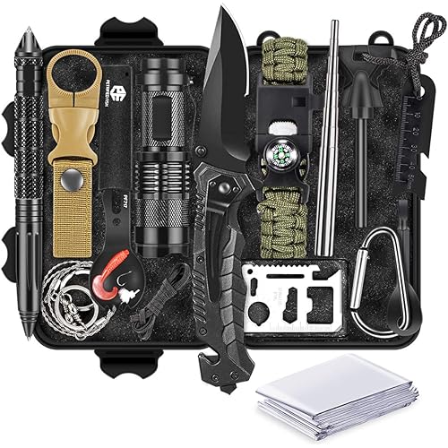 13 in 1 Survival Gear Kit, Fathers Day Idea Gifts for Dad, Outdoor Emergency Survival Tools for Camping Fishing Hunting Hiking, Idea Gifts for Men Dad Husband Father