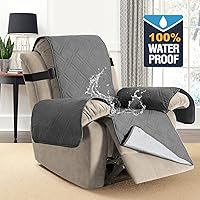 Vista 2 de H.VERSAILTEX - Funda protectora para sillón reclinable 100% impermeable, acolchada, con correa elástica y parte posterior con huellitas de silicón