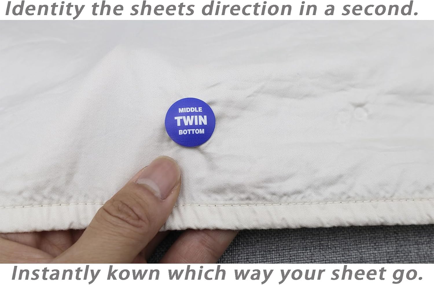 Bed Sheet Labels for Bedding,Identity The Sheets Direction and Size in Seconds, an Elegant and Easy Solution to Label Sheets, 8 Pack[Twin] image 2