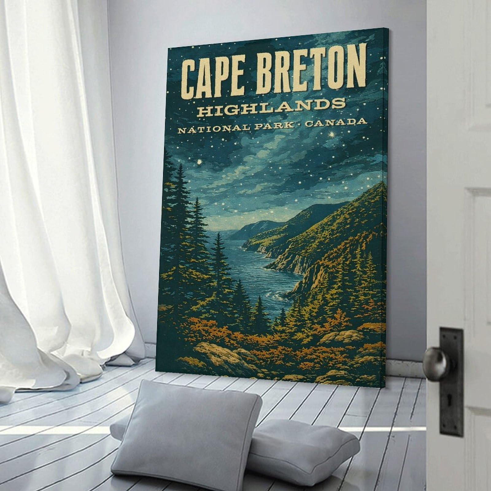 Junmoney Cape Breton Highlands National Park Vintage Room Decor Wall Art, 20x30inch(50x75cm), for Office, Study Or Home Workspace, Decorative Artwork for Productive Spaces