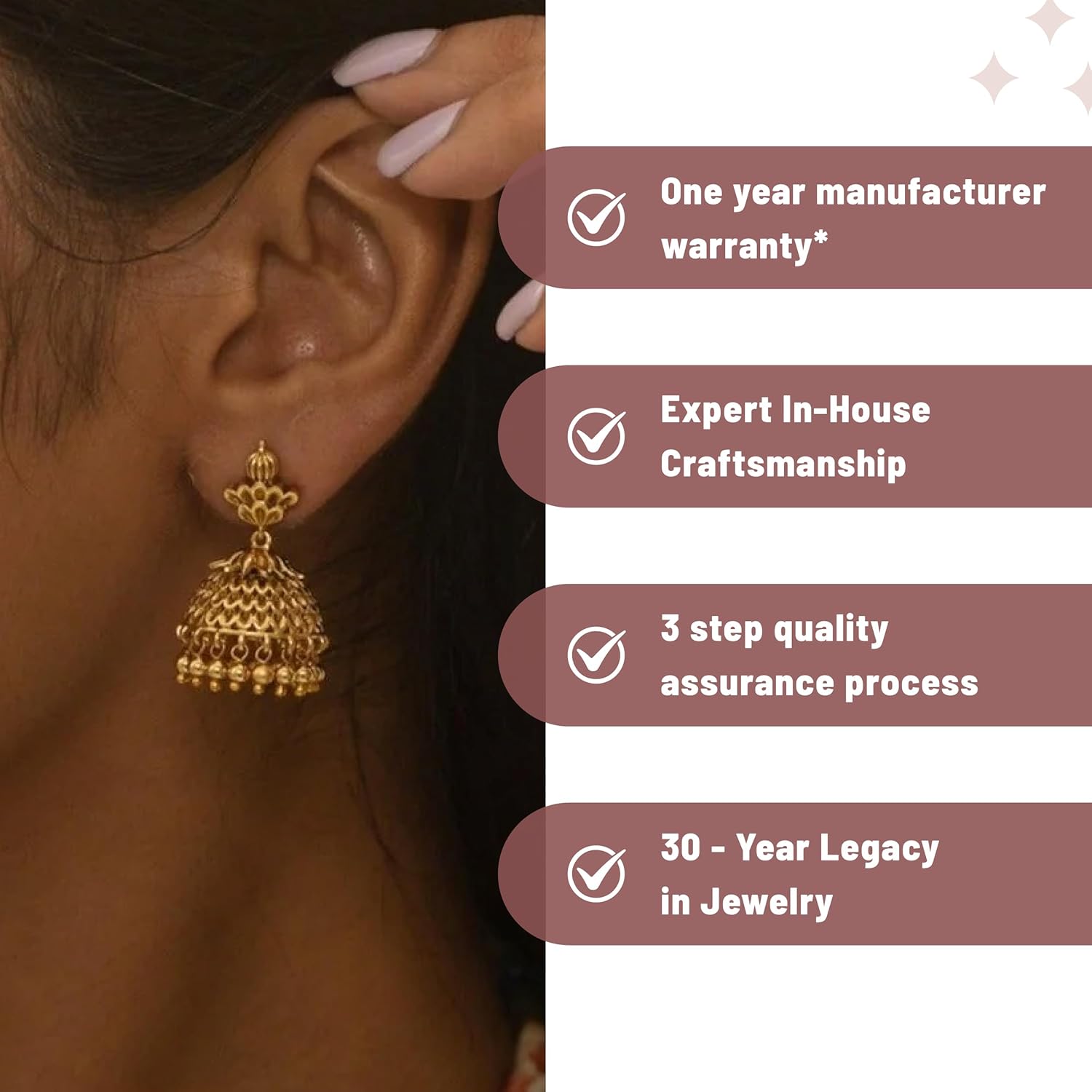 TARINIKA Antique Gold-Plated Indian Jhumka Earring for Women Brass CZ Temple Design Desi Dangle Jewelry Wedding Jewelry Ethnic Occasion Gift for Her - Image 4