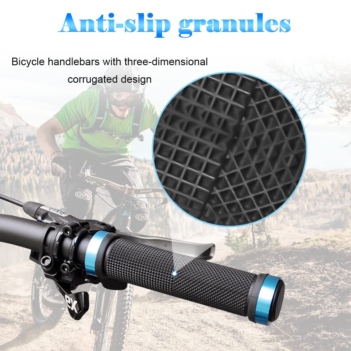 Manopole Bici Antiscivolo Ergonomiche | Doppio Blocco In Alluminio | Per MTB E Bici Da Corsa | 140mm - Foto 3