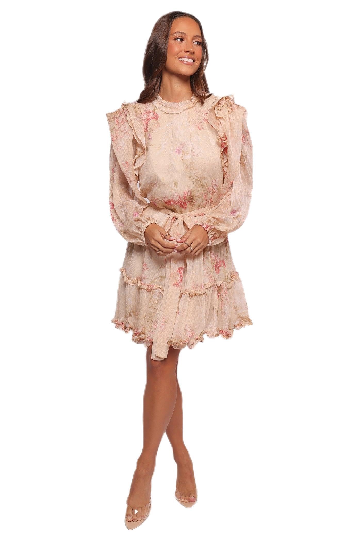 Petal & Pup Women's Phaedra-Long-Sleeve-mini-Dress-Soft-Rose