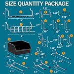 Pegboard Kit avec accessoires, inclus paquet de 2 16" X 36" Panneaux en acier 180 PCS Divers accessoires, peuvent être utilisés pour le rangement d'outils et l'organisation de garage. (Black Box)