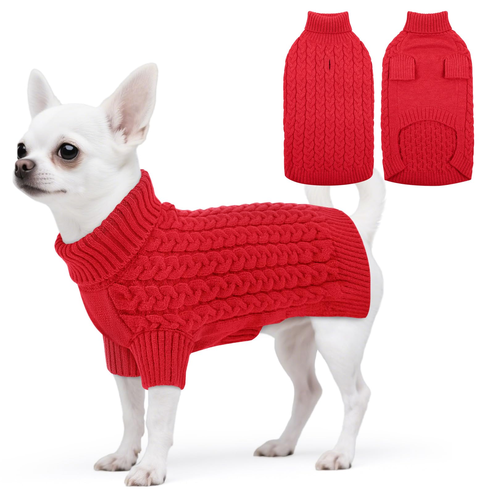 ASENKU Turtleneck Dog Jumper S, Winter Fleece Sweater for Small Dogs