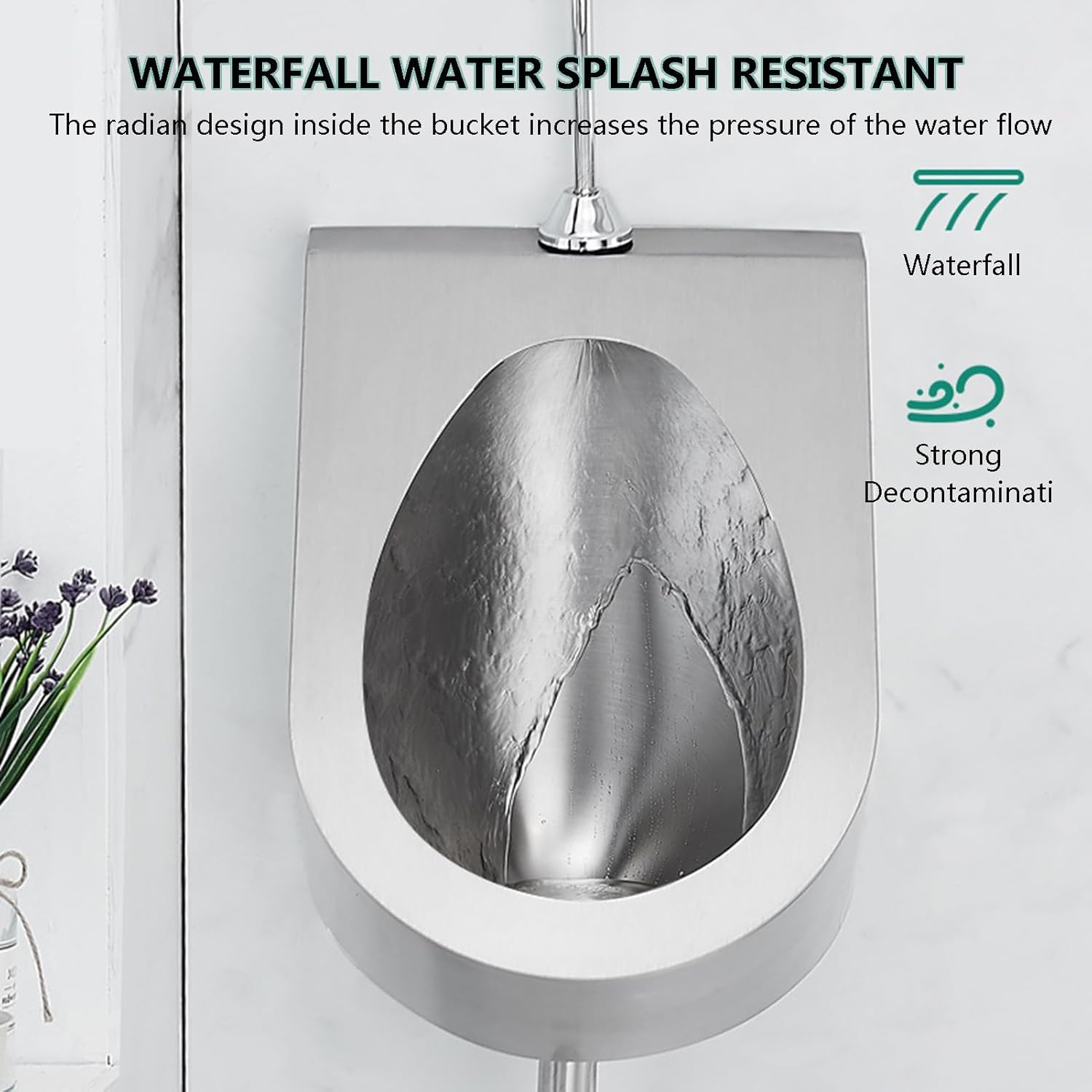 Urinario de inducción de acero inoxidable para hombres, inodoro público, cerámica sanitaria, orinal de descarga para familias, hoteles, escuelas, solución de baño de alta eficiencia, diseño fácil de
