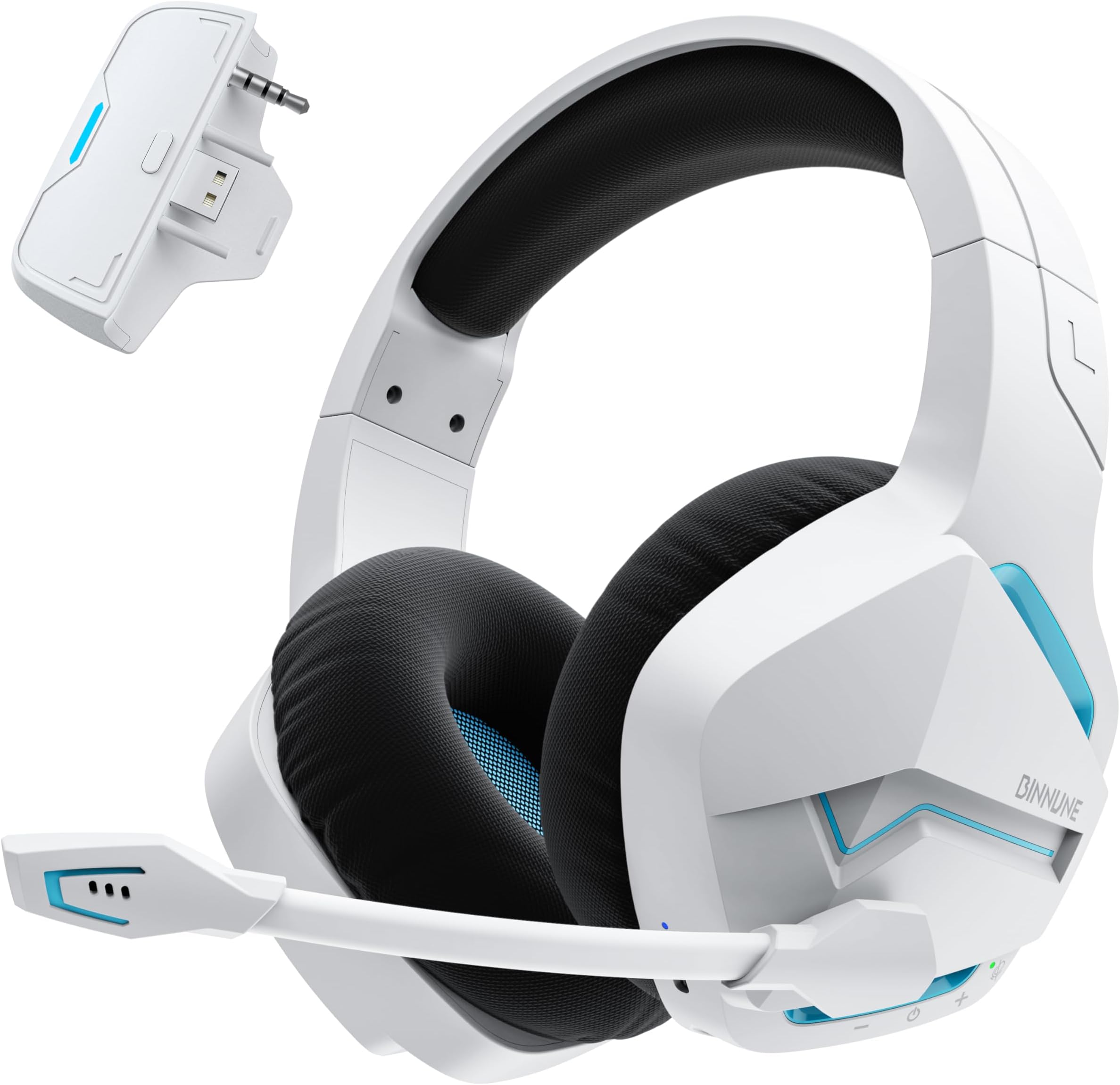Wireless Gaming Headset for Xbox Series X/S, Xbox One, PS5, 120H Ultra-Long Battery, Bluetooth 5.3 Gaming Headphones with Noise-Canceling Mic, Comfortable Over-Ear Headphones,White