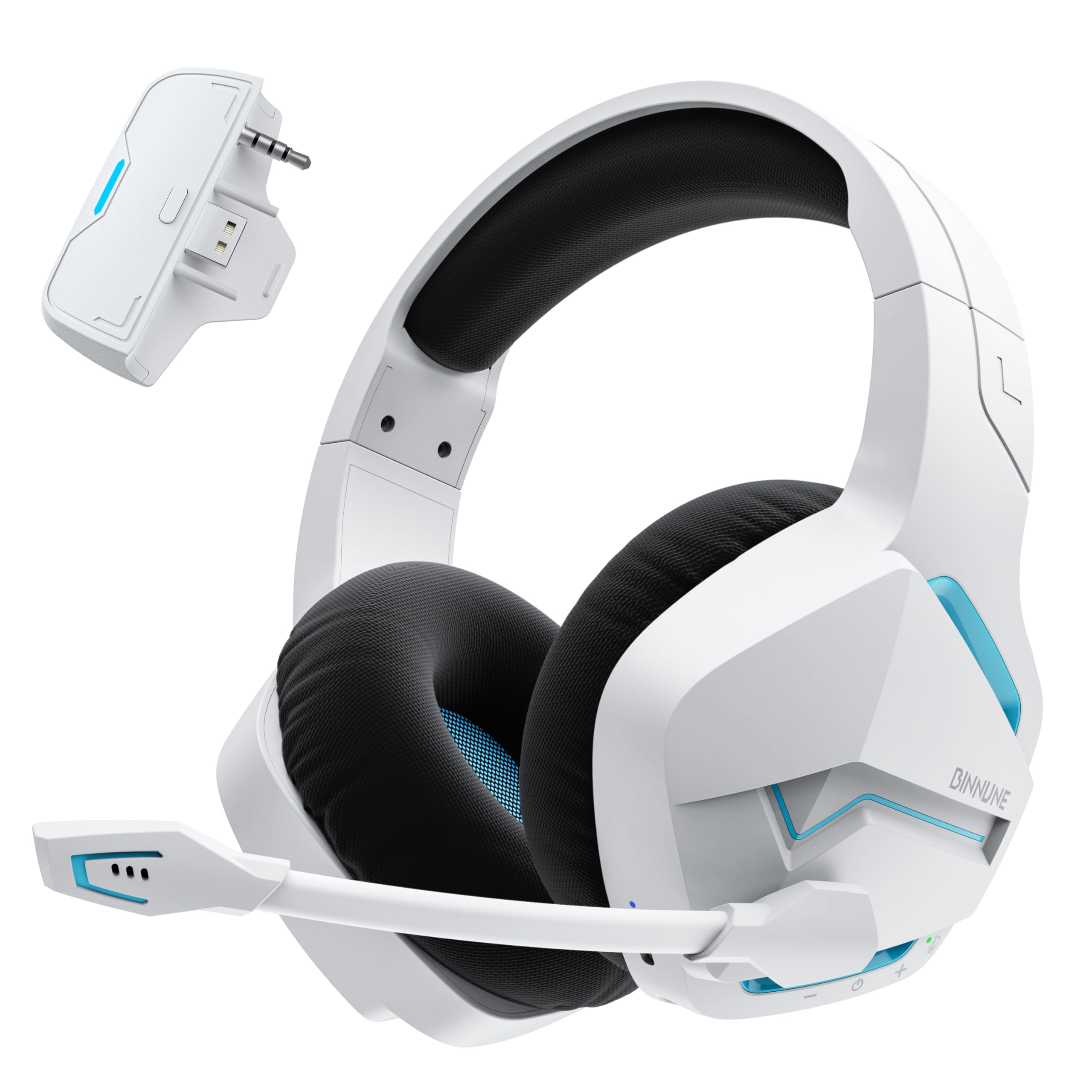 Wireless Gaming Headset for Xbox Series X/S, Xbox One, PS5, 120H Ultra-Long Battery, Bluetooth 5.3 Gaming Headphones with Noise-Canceling Mic, Comfortable Over-Ear Headphones,White