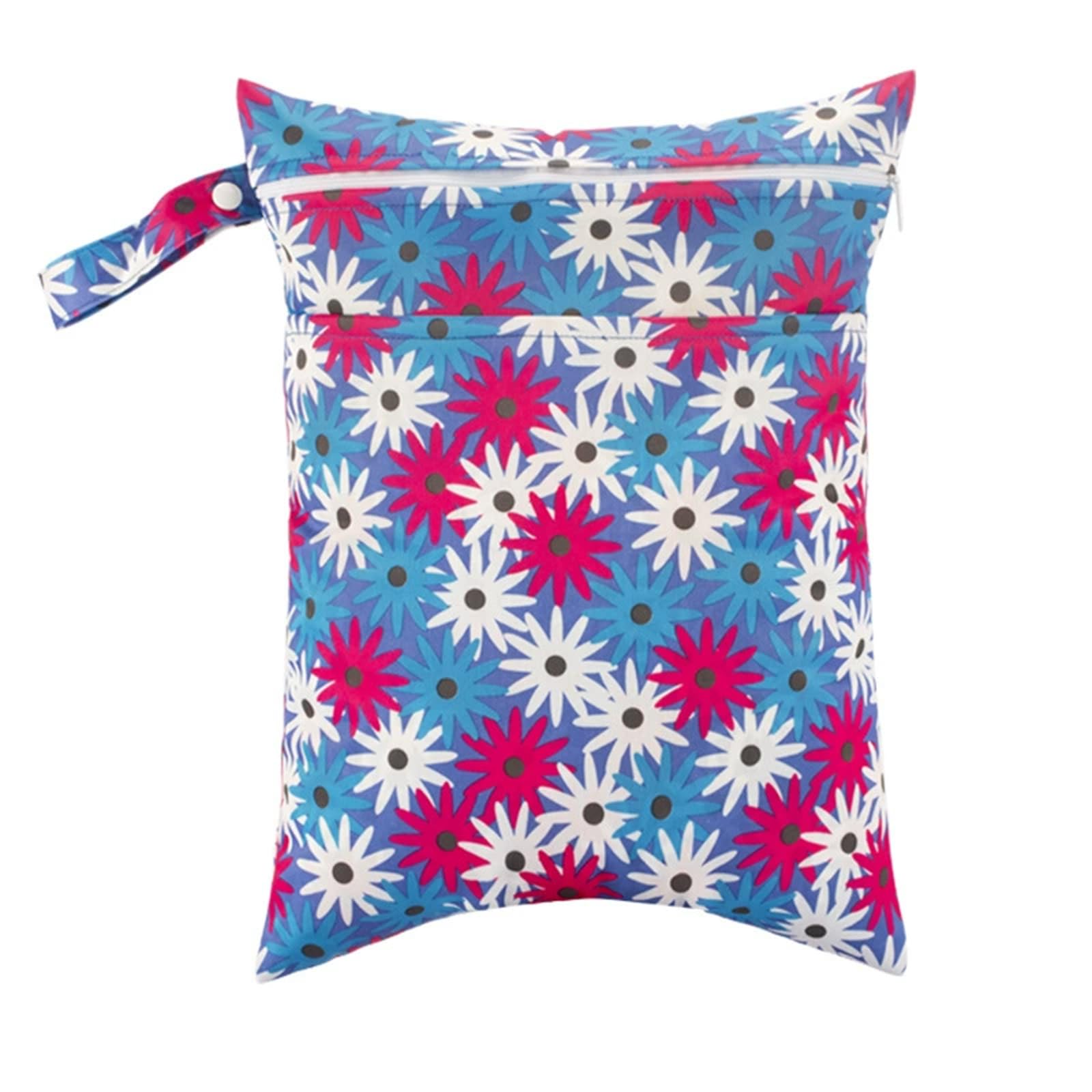Hixingo Colorful Print Wet Bag,Large Waterproof Wet Dry Bag, Reusable Nappy Stuff Sack with Double Zipper,Portable Children's Items Dry Sack, for Clothes,Swimming,Travel,Beach (Floral,6-Pieces)