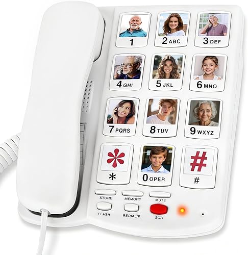 Miniatura 8 de Teléfonos fijos para personas mayores, teléfono simple con botón grande para personas mayores con cable teléfono fijo para personas con discapacidad