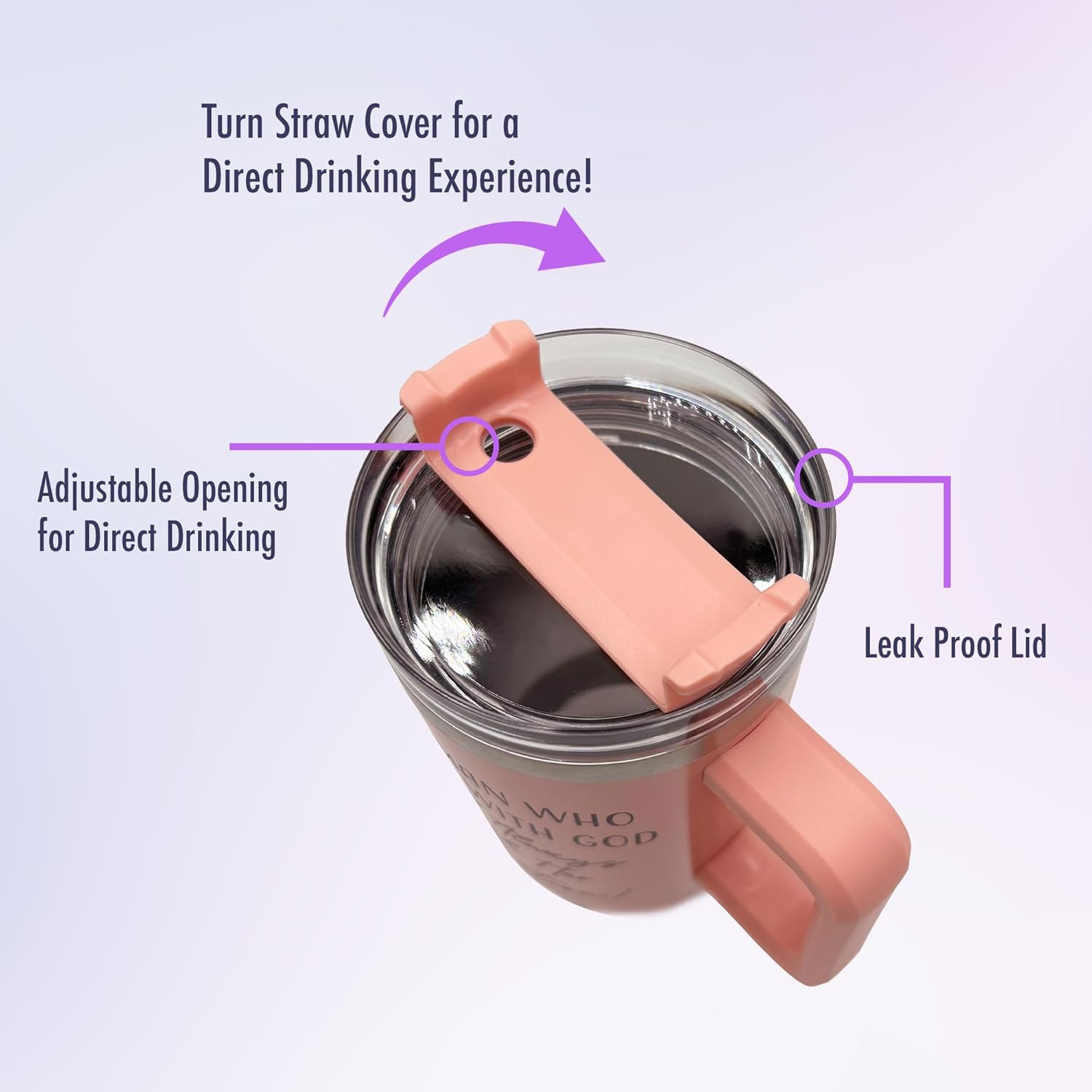 40oz Tumbler with Inspirational Quotes, African American Art, Handle, Straw & Twist-On Lid – Leak-Proof Insulated Drinkware for Black Women, Uplifting Gift - Woman with God - Image 2