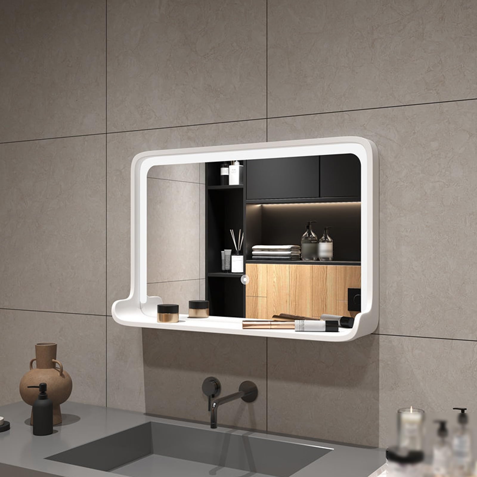 Miroir maquillage LED pour une routine beauté lumineuse en bois