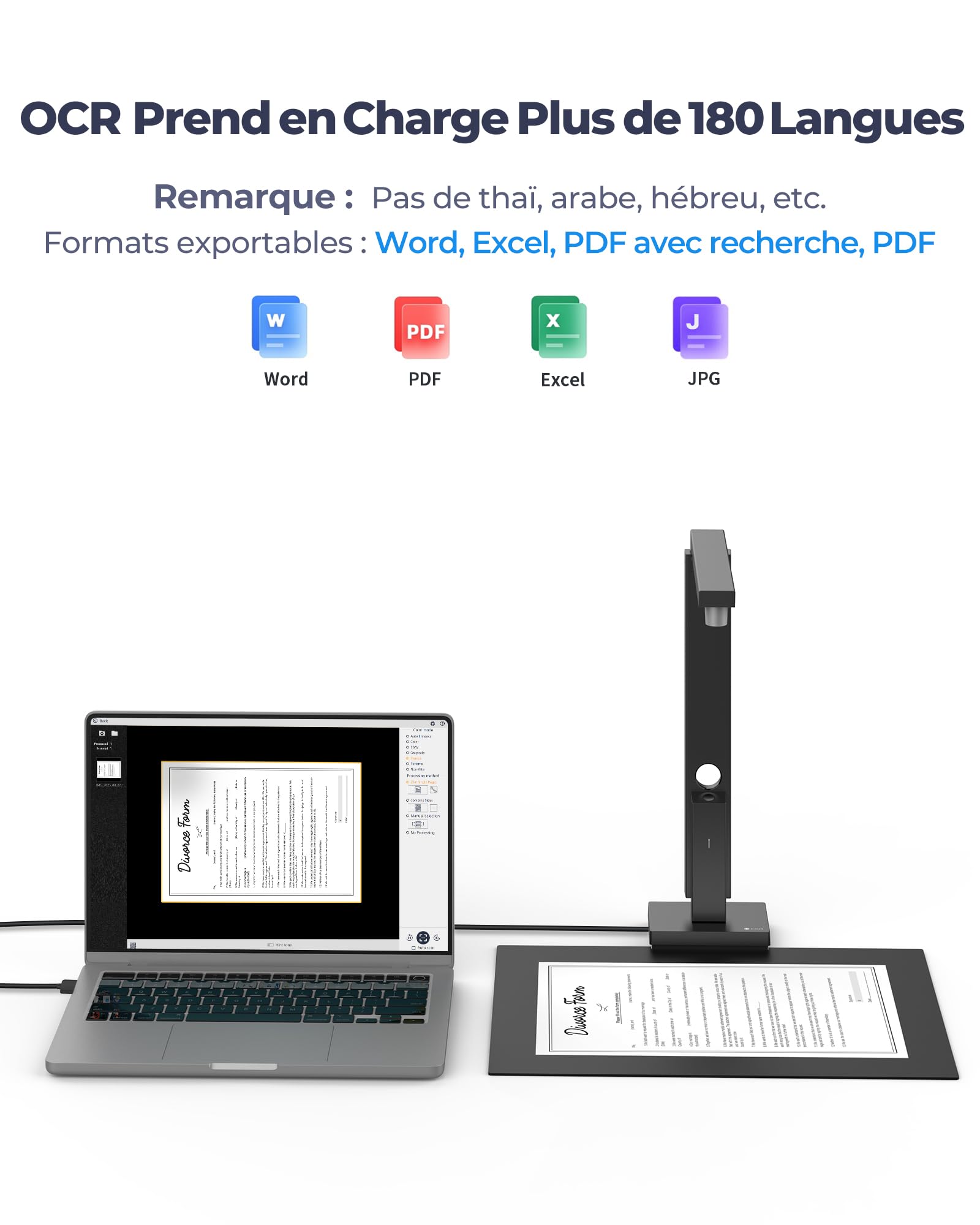 CZUR Lens1200 Pro 12MP Scanner de Documents Portable, Caméra de Documents USB, Numérisation Rapide 1 s/Page, Format de Capture A4, OCR Facile à Utiliser, Scanner Mobile, pour Mac et Windows