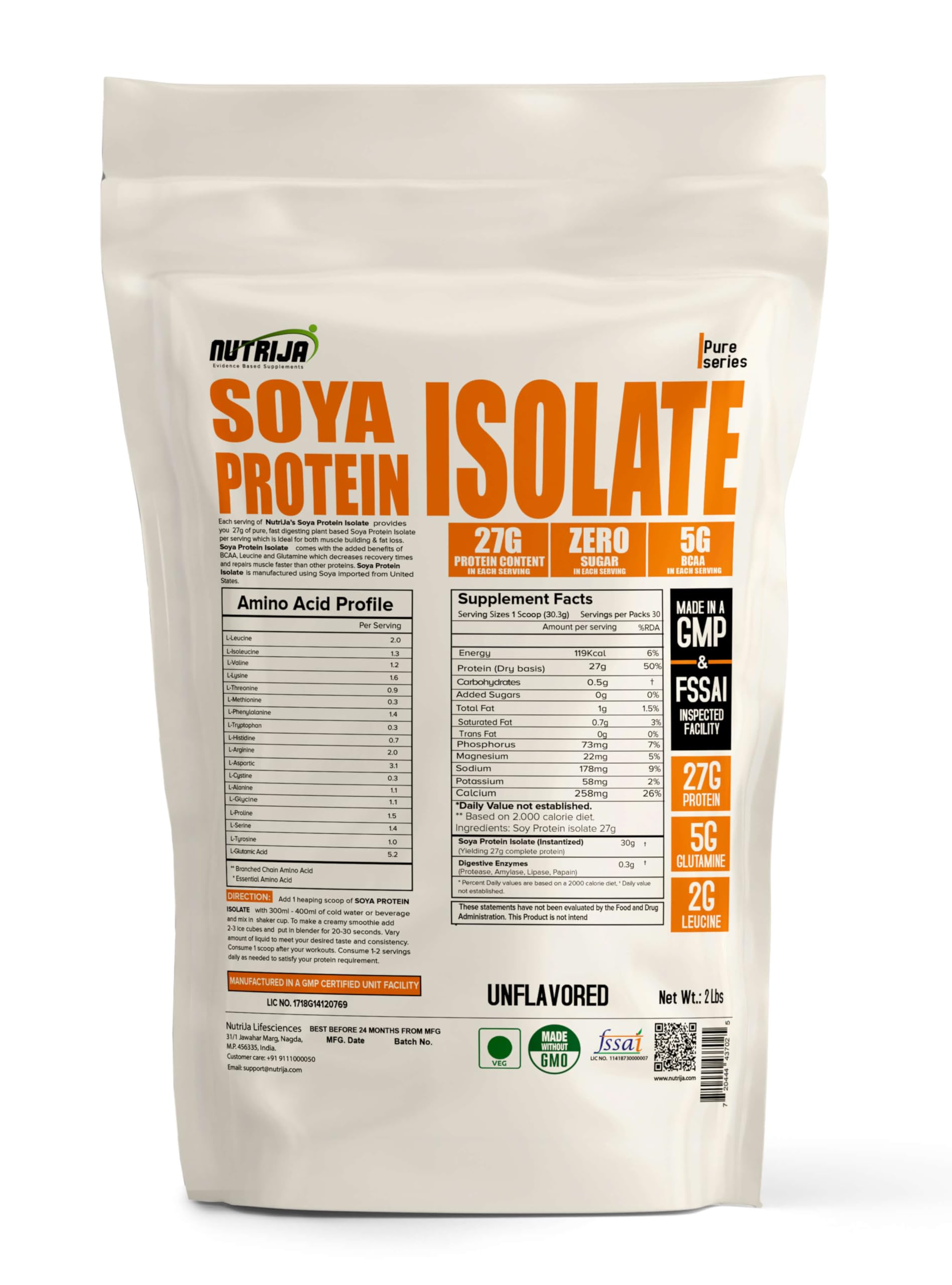 NutriJa Soya Protein Isolate 90% with Added Digestive Enzymes for Optimal Absorption | Vegan Plant Based Protein Powder | Non-GMO - 28 Serving 2Lbs (Dark Chocolate) — Amazon image 3