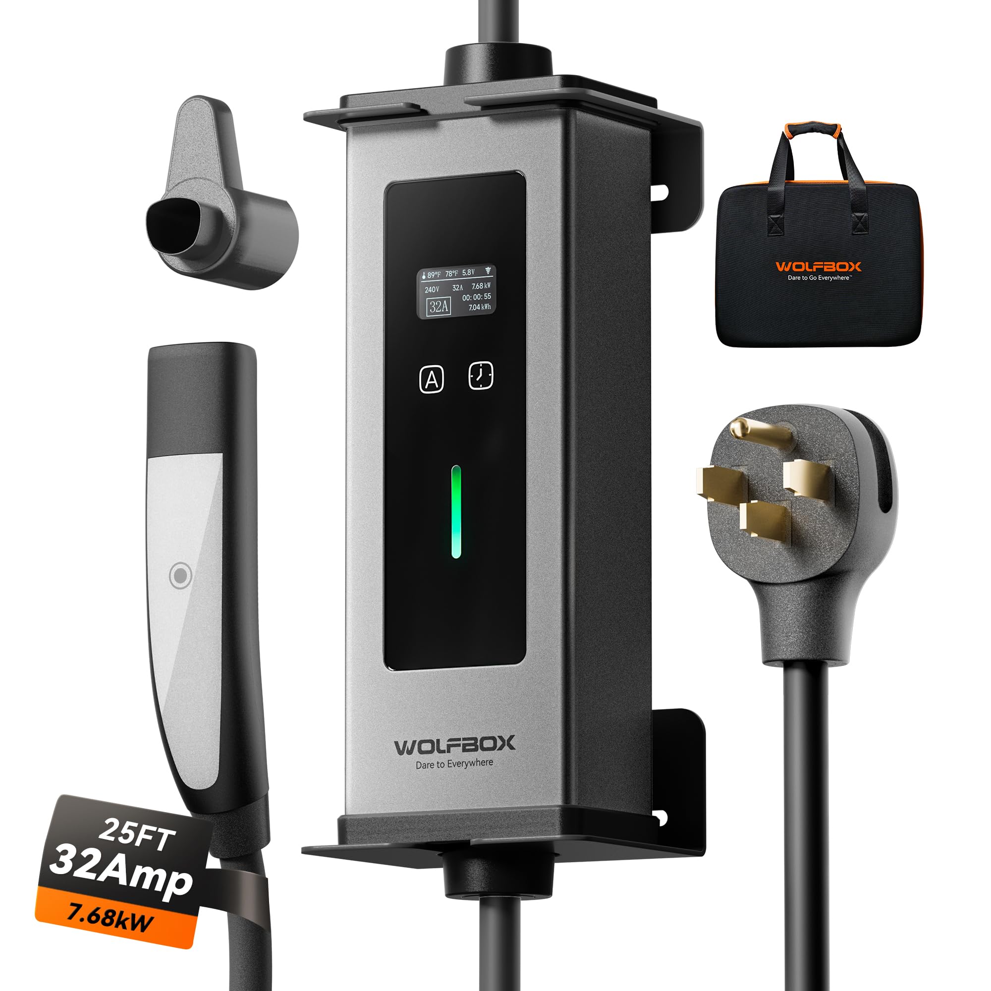 WOLFBOX 32A Level 1&2 Tesla Charger – Portable EV Charger
