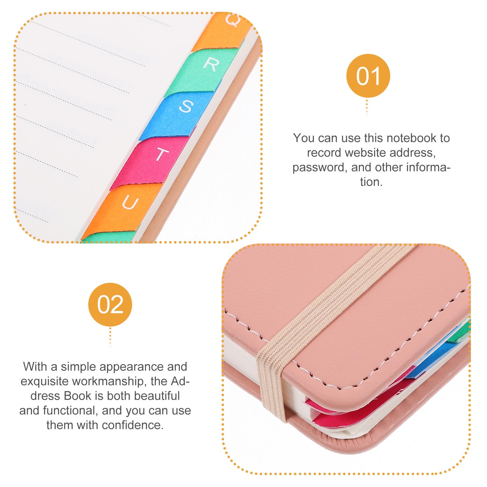Organisateur D'adresses A5 Format Carnet, Polyvalent Étiquettes Alphabétiques, Couverture Rigide en Couleurs Kaki et Rose, Annuaire Téléphonique Portable pour Bureau et Usage