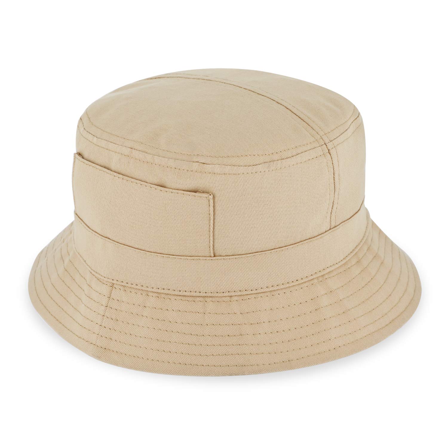 Fiebig Men's Beige Fisher's Hat In Cotton | Unisex Outdoor Hat With Pockets & Zip Pocket | Bucket Hat In Many Colours & Sizes (57-M, )