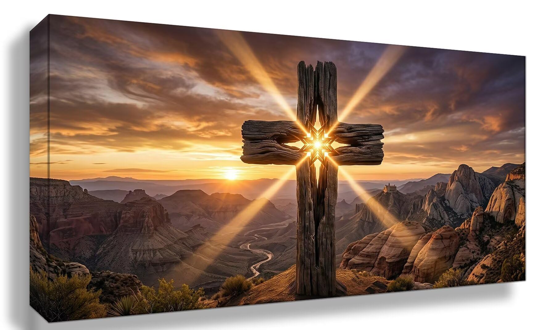 Diamond Painting Kreuzen, Sonnenuntergang Diamond Painting Erwachsene, 5D DIY Vollbohrer Diamanten Paint by Numbers, Kreatives für Erwachsene Mosaik Bastelset für Home Wand Deko, 80x160cm, Cod-968