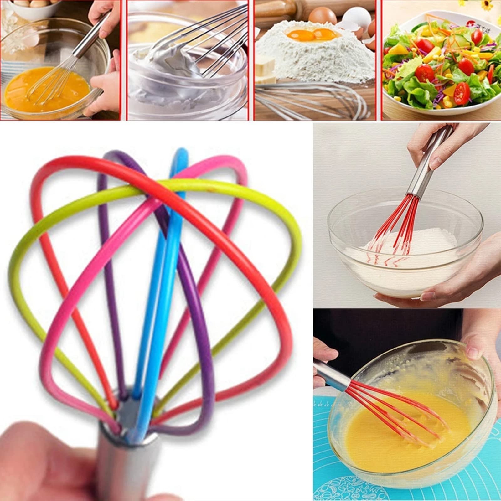 Set Di 3 Fruste In Silicone Per Cucina - Acciaio Inox E Silicone Alimentare - Colorate, Antiaderenti, Resistenti Al Calore (fino A 232°C)