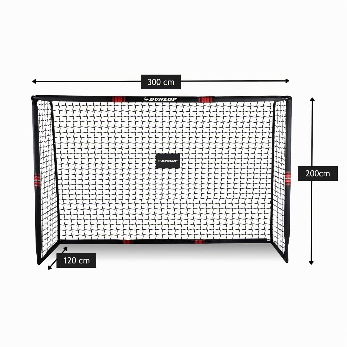 Dunlop Fußballtor - 240 x 160 x 85 cm - Metall - Fußballtrainingszubehör für Alle Altersgruppen - Einfache Montage - Schwarz/Rot