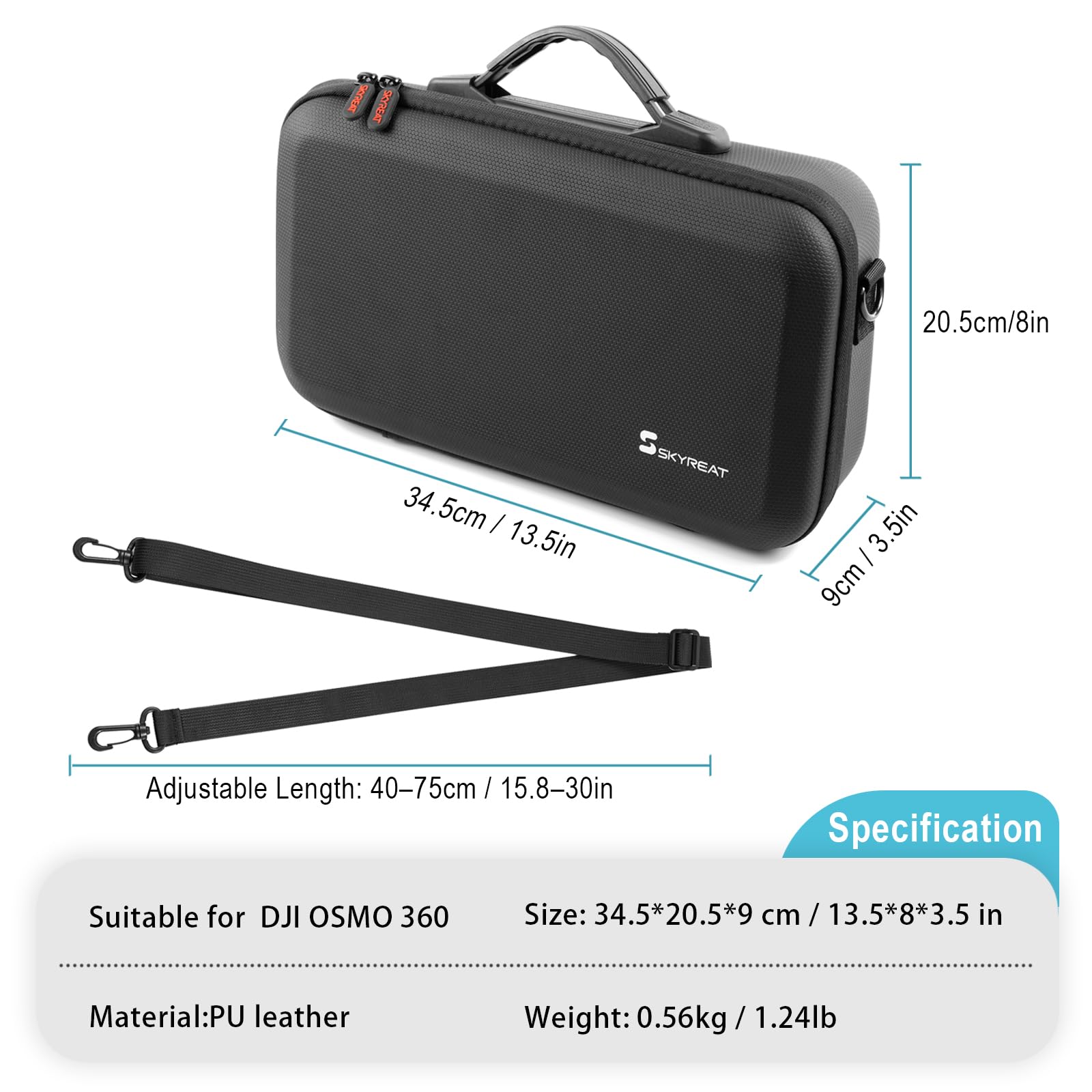 SKYREAT Tragetasche für OSMO 360 Case, kompatibel mit Action Invisible Selfie Stick, Tragbare Reisetasche für DJI Omso 360 Adventure Combo Zubehör