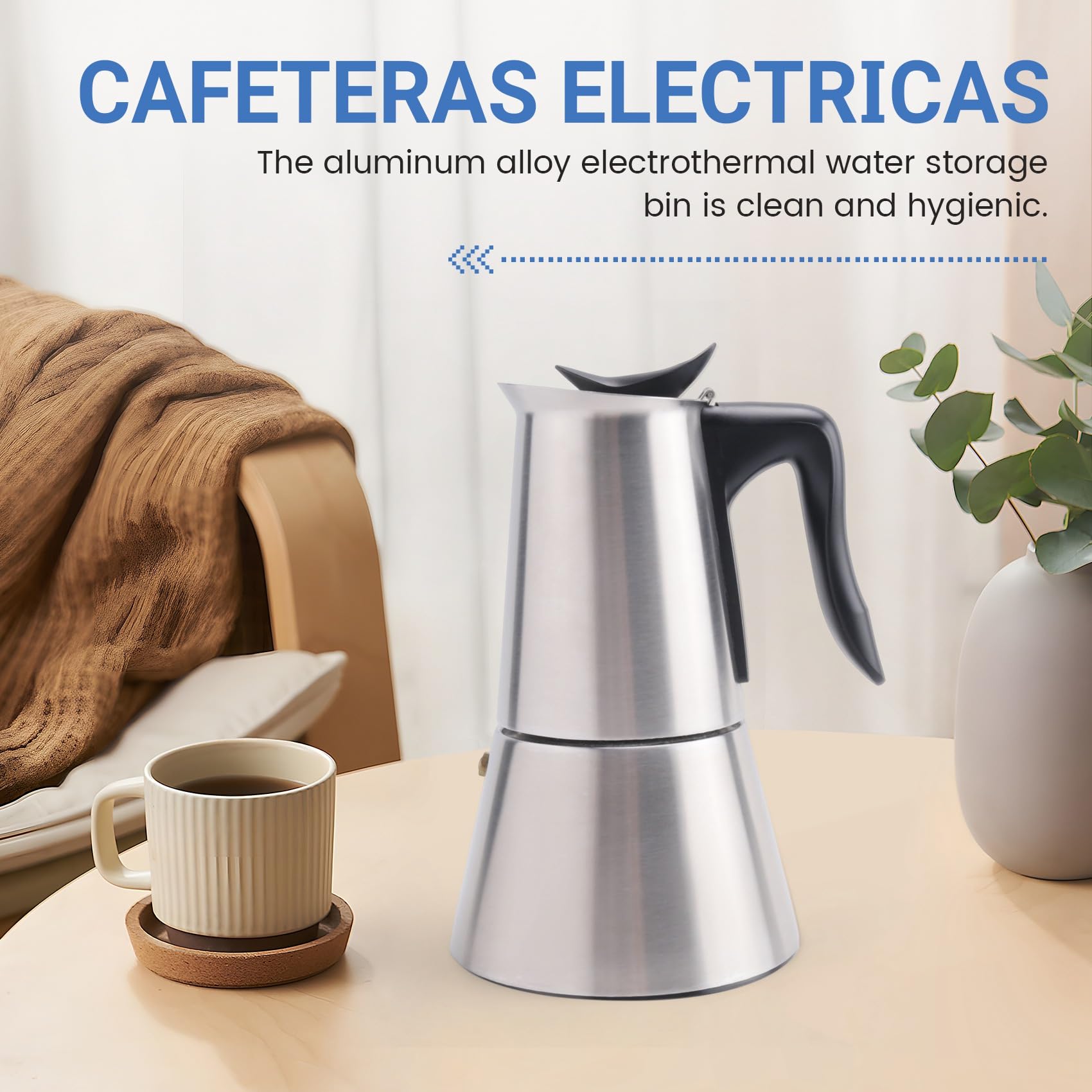 Cucina elettrica Caffettiera Moka Pot 6 Tazze Percolatore Caffettiera Elettrica in Acciaio Caffè Spina Europea