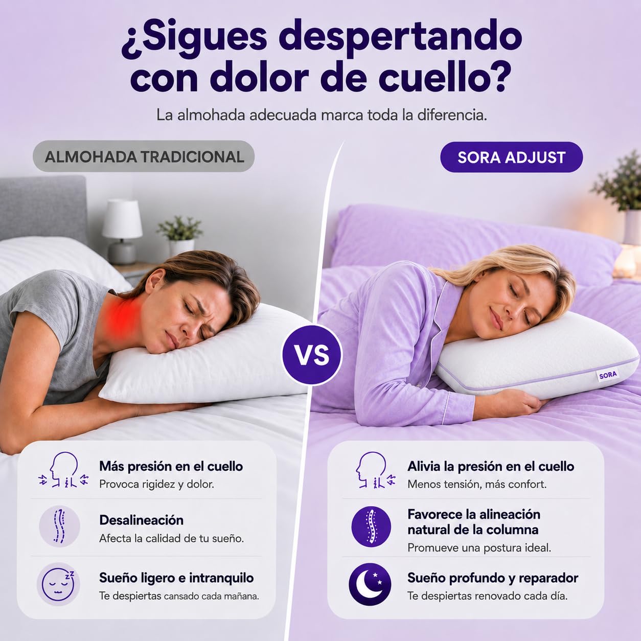 BUDWING Sora Almohada Viscoelástica Ajustable - Altura y Firmeza Regulables - Gel Refrescante, Espuma Suave y Carbón Activo - Funda Lavable - Almohada Ortopédica Cervical 69x39x14cm (1)