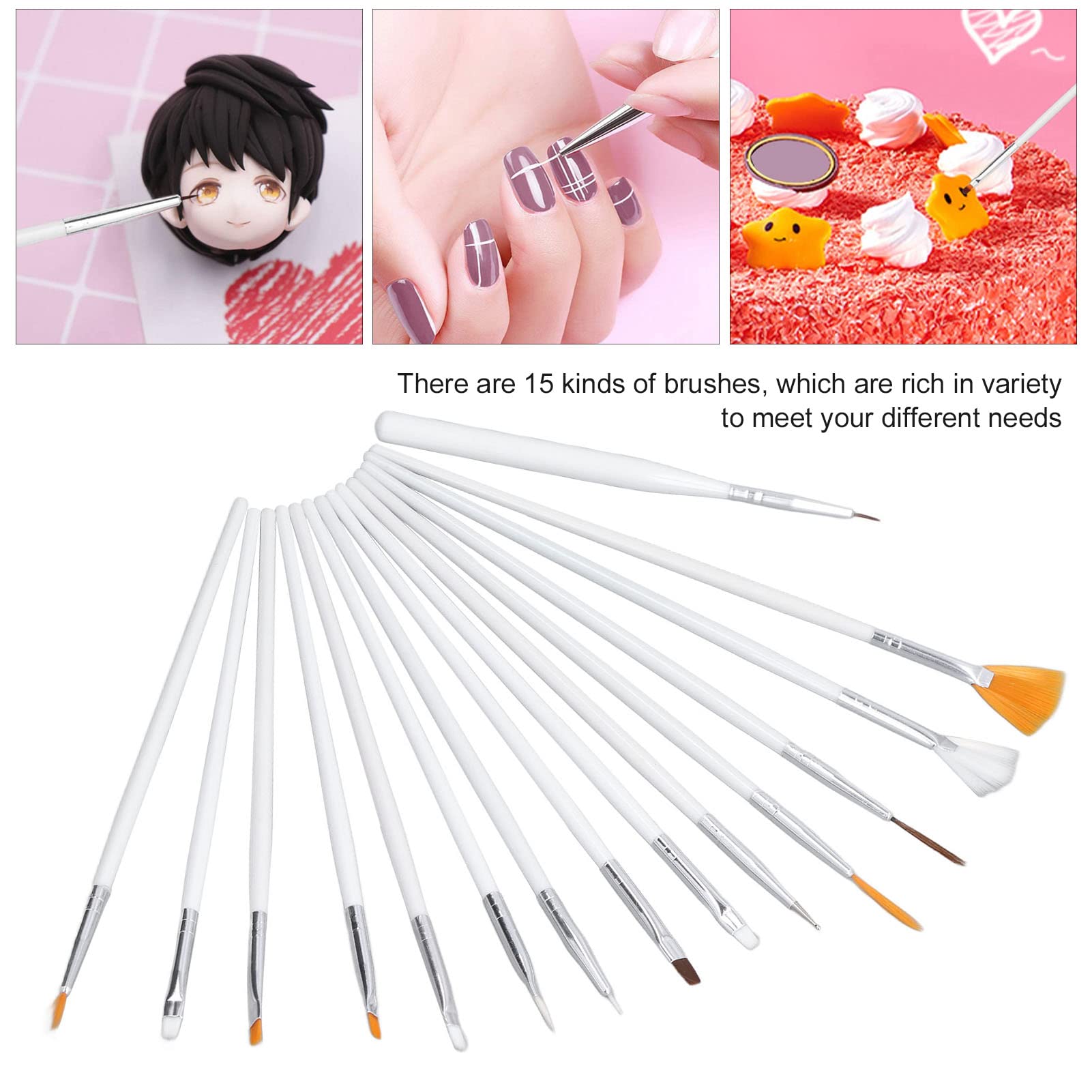 15 Pcs Cake Paint Brushes Baking Supplies,Cake Decorating Brushes Food Paint Brush Fondant for Cake Tools Set,Comfortable Handles Fondant Sugar DIY Tools Set