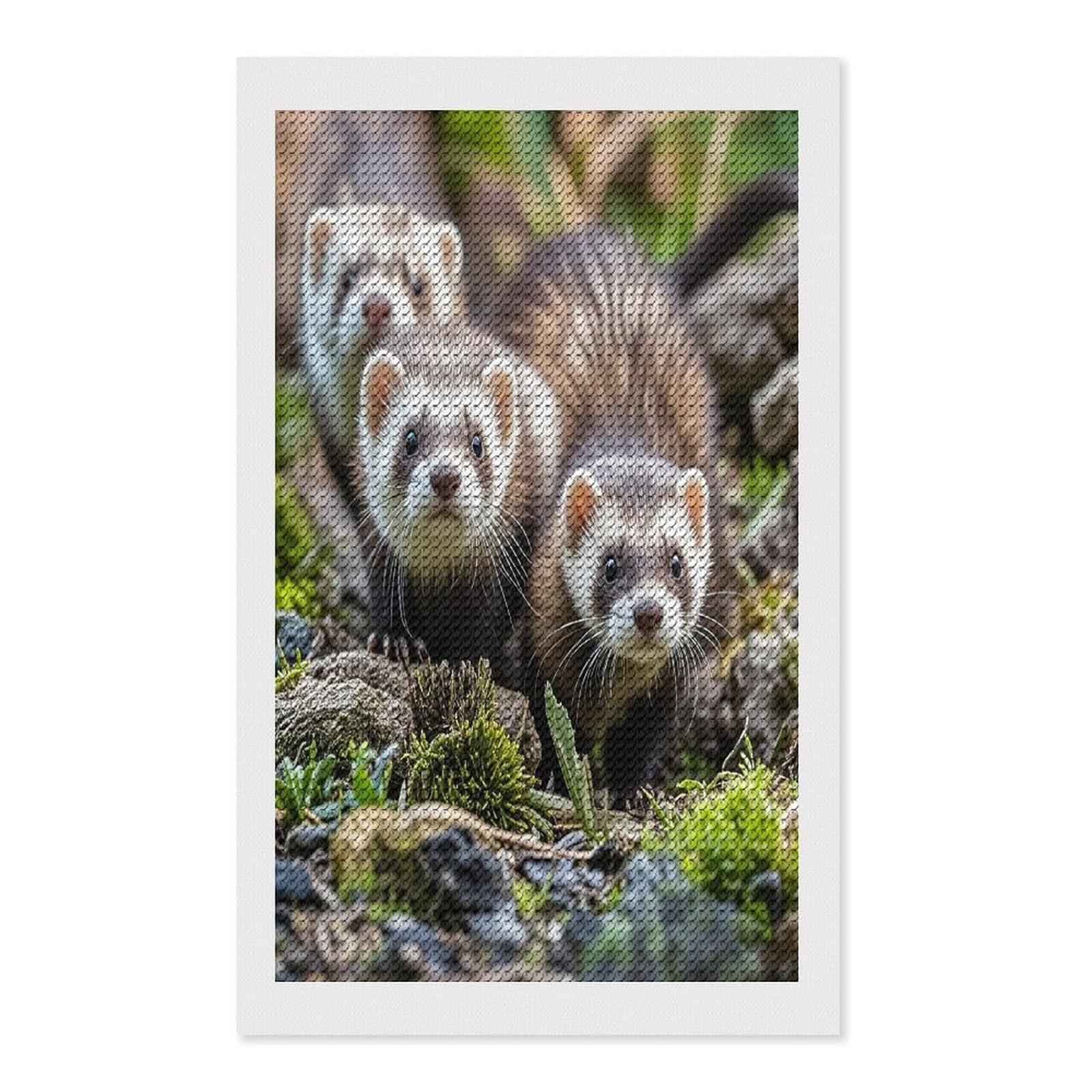 FekiLoot Ferrets Diamond Painting Kits for Adults Full Round Drill Diamond Art Kits for Beginners 5D DIY Diamond Dots Paintings Diamonds Pictures Gem Art Home Wall Decor 12"x20"