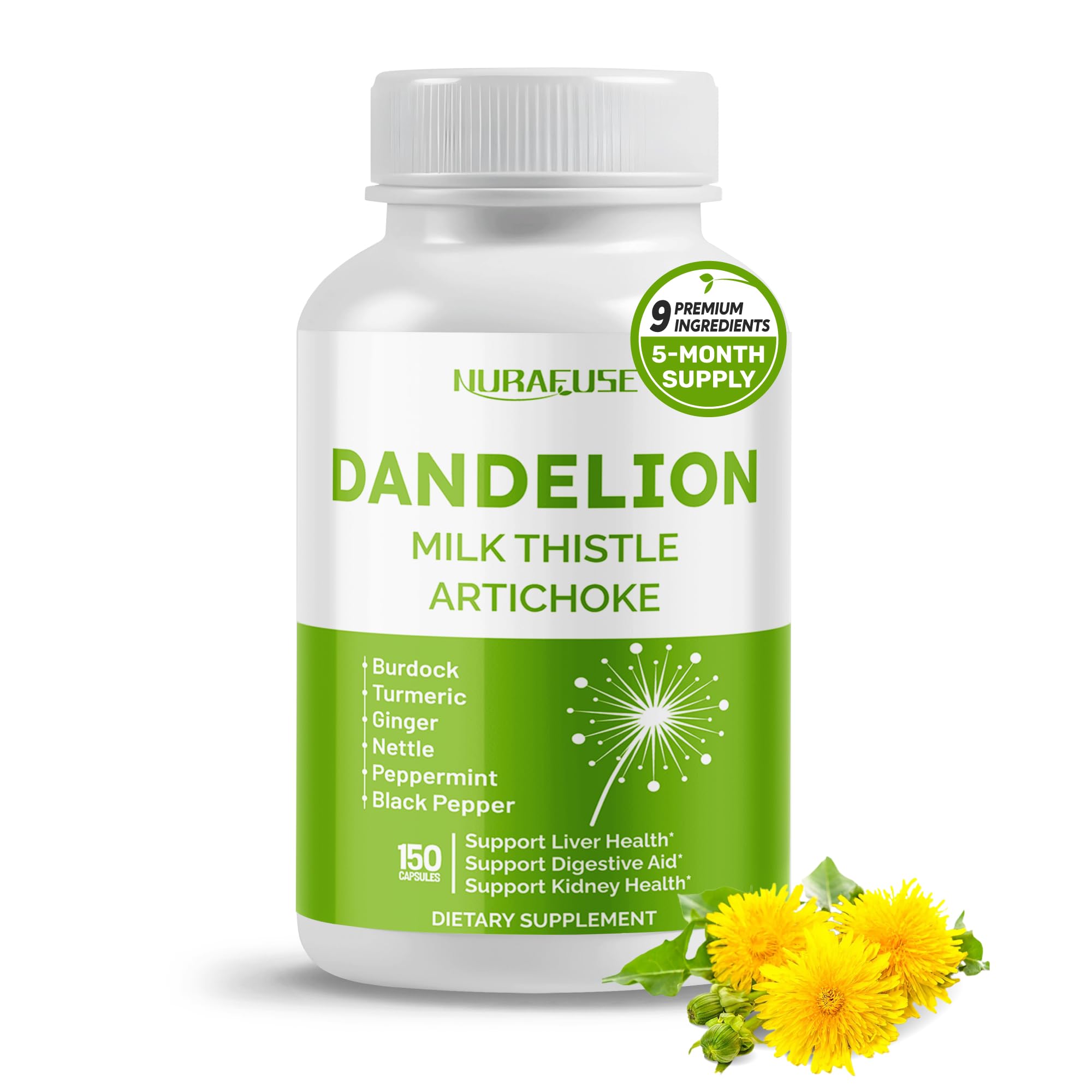 Dandelion Milk Thistle Artichoke Burdock Turmeric - Support Liver Health, Support Digestive Aid 150 count (pack of 1)