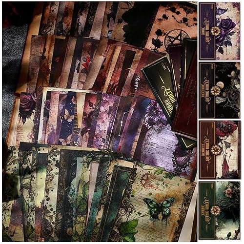 80 Sheets Gothic Scrapbooking Paper for Scrapbook Kit, Vintage Ephemera for Junk Journals, Magic Decoupage Paper for Journaling Supplies , Dark Academia Wall Decor Room for Home Decorations
