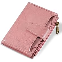 Airkit Small Wallet Women RFID Blocking Soft Leather Bifold Compact Card Holder Wallet for Women with Zipper Coin Pocket 4 ID Window