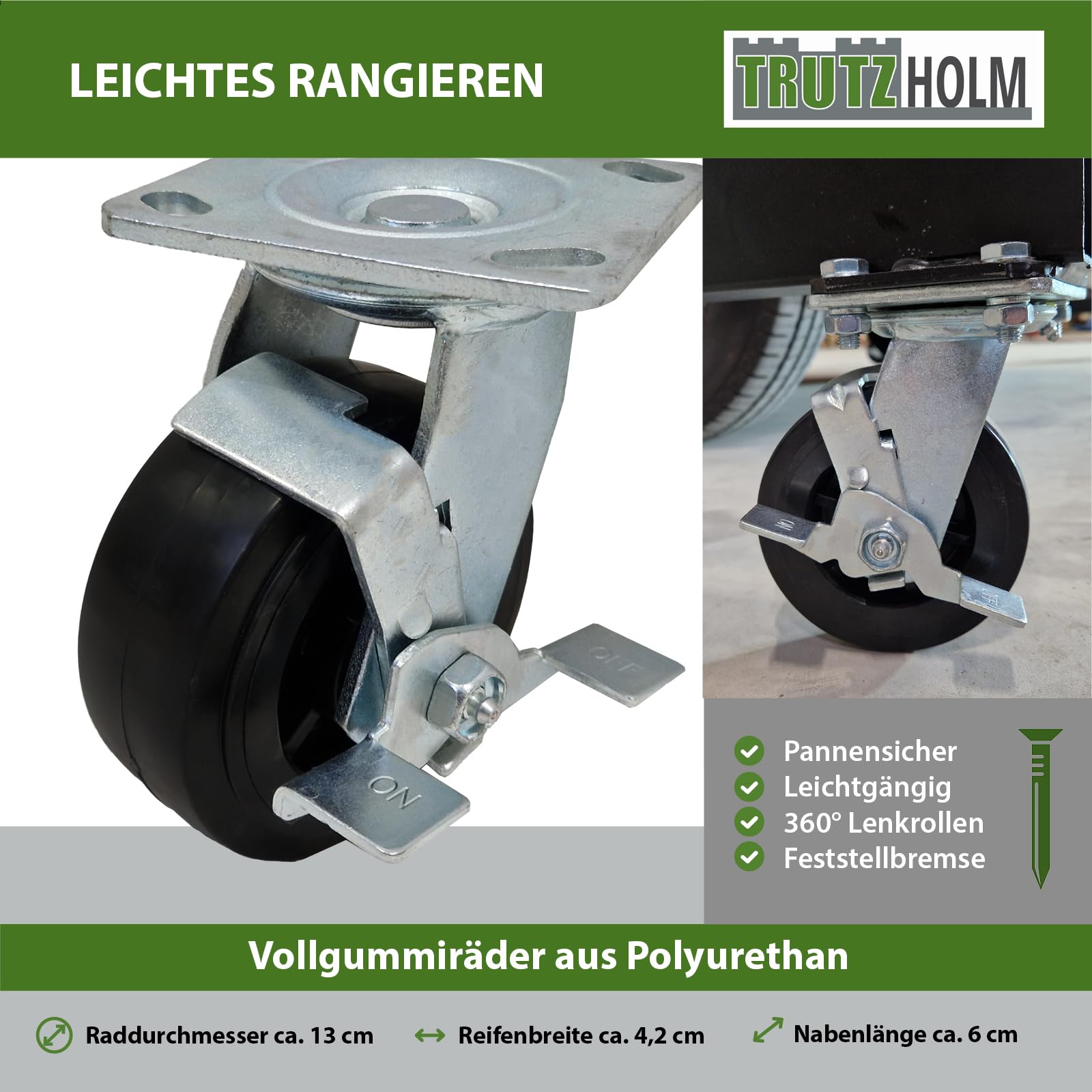 TRUTZHOLM Portalkran mit Laufkatze I Tragkraft 1 t I Stahl I Hubhöhe 2400-3600 mm I Durchfahrtsbreite 2400 mm I Mobiler Kran mit 360 Grad Lenkrollen I Brückenkran Portalhubkran für Werkstatt Lager