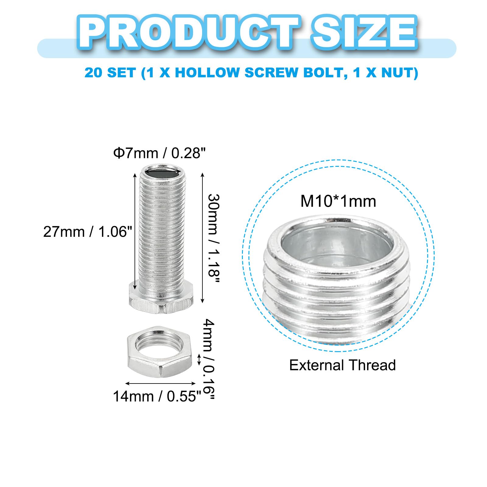 PATIKIL M10x30mm Hex Bolts and Nuts Kit - Image 2