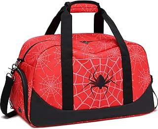 JIANYA Kids Duffle Bag Boys Sports Gym Bag with Shoe Compartment & Wet Pocket, Kids Carry On Weekender Travel Bag, Red