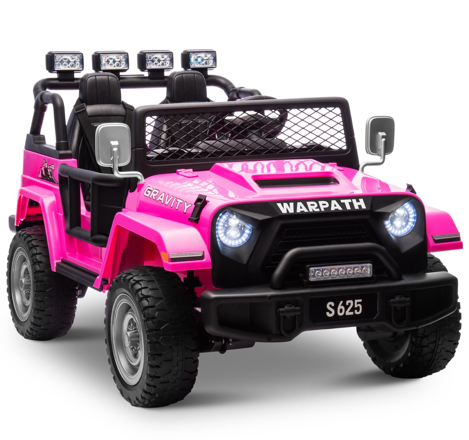 OTTARORide on Car Truck 2 Seater, 12V Large Electric Cars Vehicles, 2 Seater Battery Powered Cars for Kids with Remote Control, Spring Suspension, LED Lights, Music(Pink)