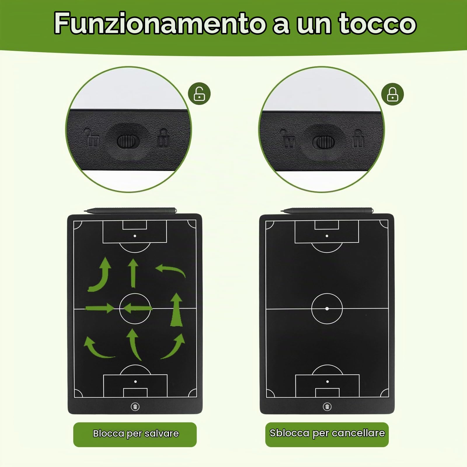 Tavola Tattica Calcio Magnetica AURIVEE 16″ LCD – Lavagna Riusabile con Stilo e Pedine Magnetiche, per Allenatori, Giocatori, Allenamento