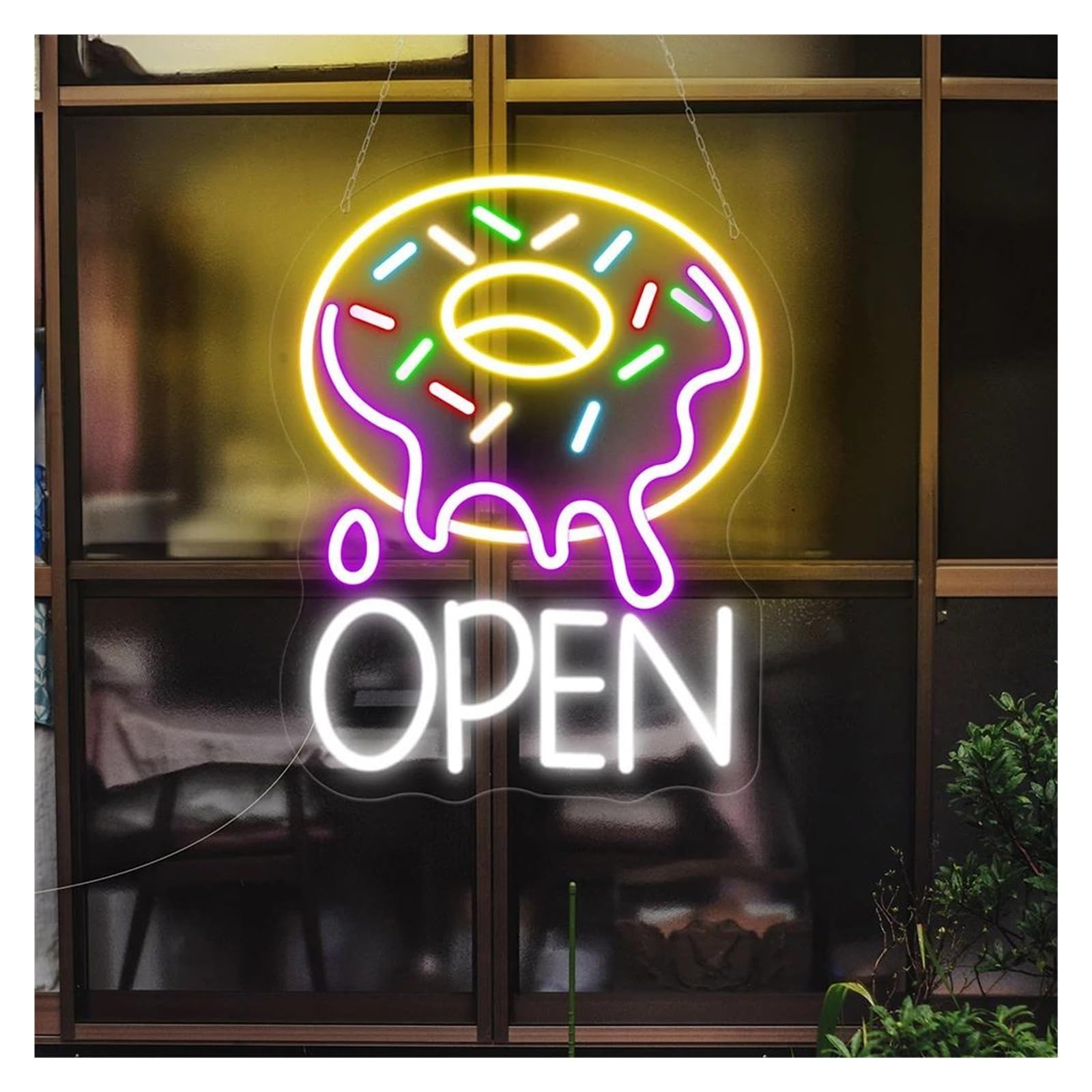 Shouxi A Sign Lamp Doughnut Open Neon Sign Fast Food Shop Wall Decor Bakery Shop Restaurant Decoration Neon Light 50Cm(A)