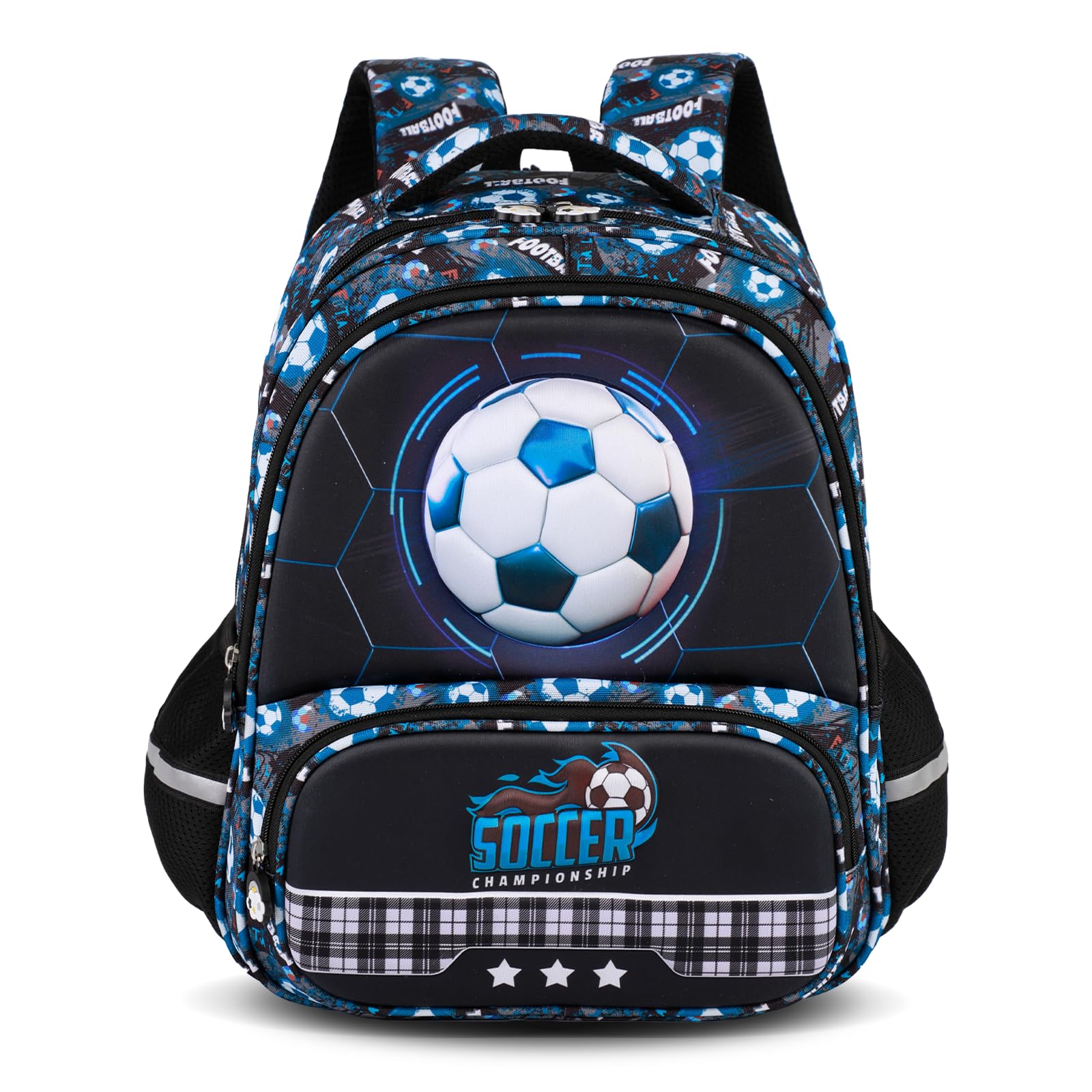 Amythe Mochila Escolar Niños Clases de 1 a 5 Transpirable, Balón de fútbol | Grande Reflectante Impermeable Correa Pectoral Balón de fútbol Daypack Multi-Bolsillos Espacioso Resistente para Colegio