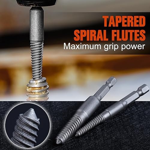 Miniatura 3 de Juego de 11 extractores de tornillos fáciles de sacar, kit de broca de mano izquierda con revestimiento de titanio y extractor de pernos con